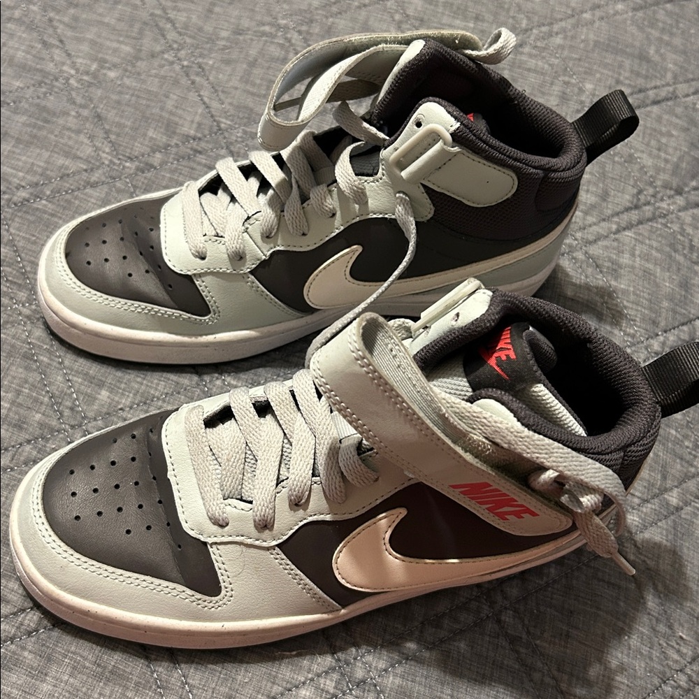 Nike High-Top Sneakers in sky blue, Gray, and red Accents. No box.